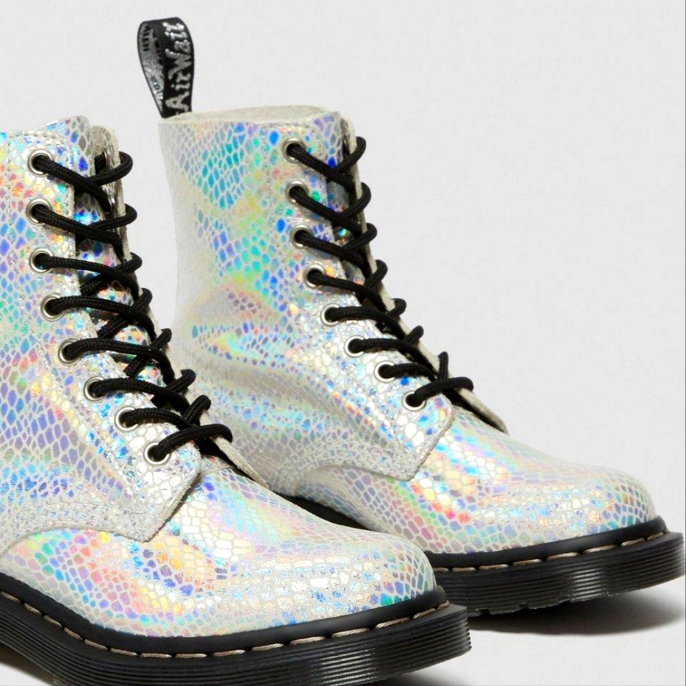 Dr. Martens white/silver snakeskin Boots 1460's